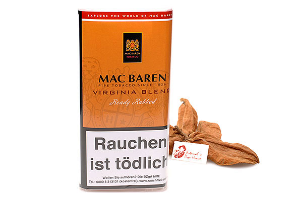 Mac Baren Virginia Blend Ready Rubbed Pipe tobacco 50g Pouch
